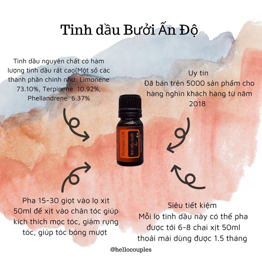 ( TOP SẢN PHẨM DƯỠNG TÓC ) TINH DẦU BƯỞI ẤN ĐỘ Handmade