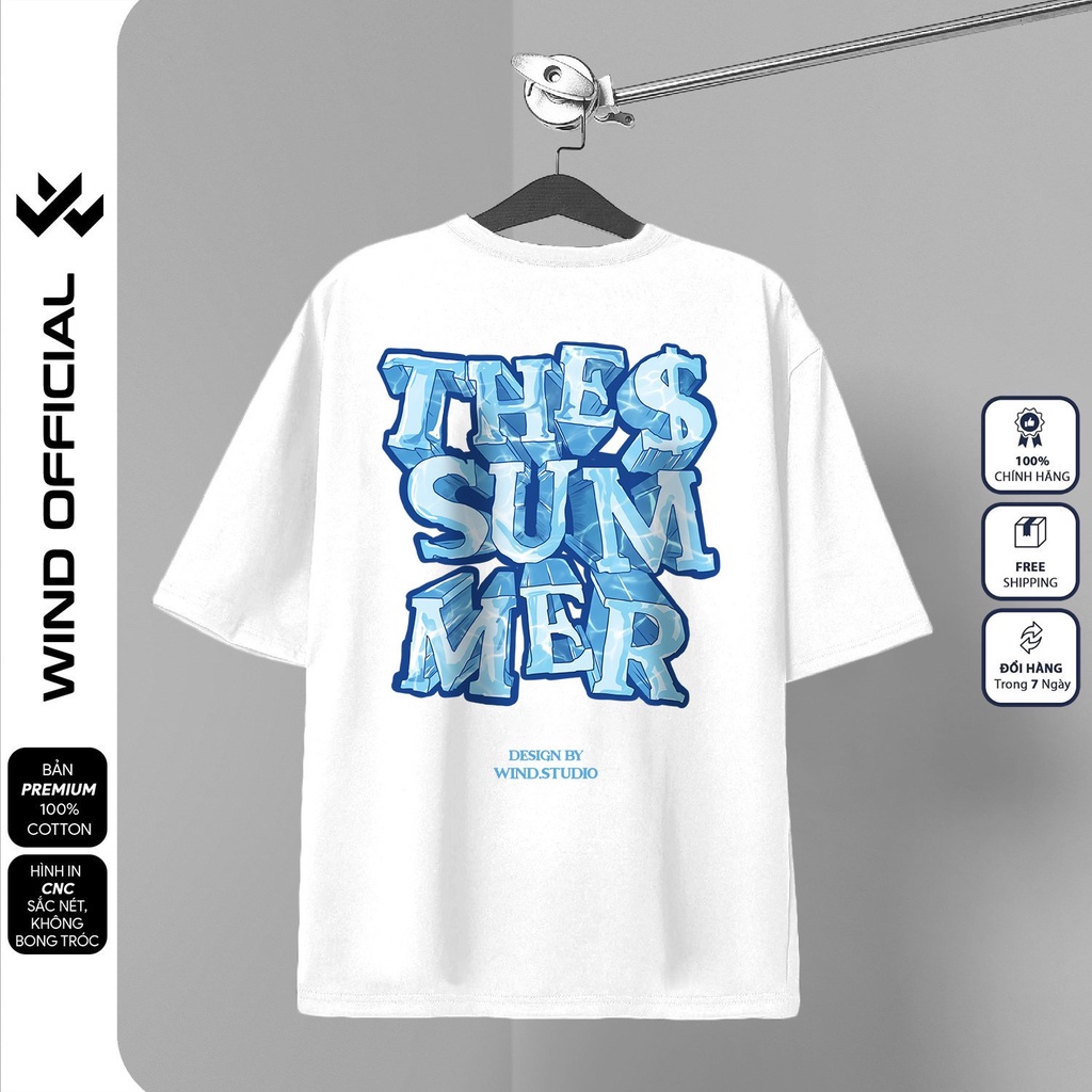 Áo thun tay lỡ unisex WIND phông form rộng 65% cotton ICE nam nữ oversize ulzzang