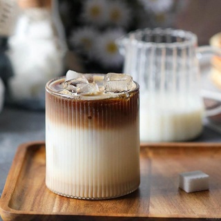 Cốc thủy tinh trong suốt chịu nhiệt họa tiết dọc thể tích 300ml