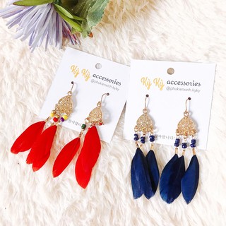 Bông tai Khuyên tai lông vũ tua rua bohemian đi biển