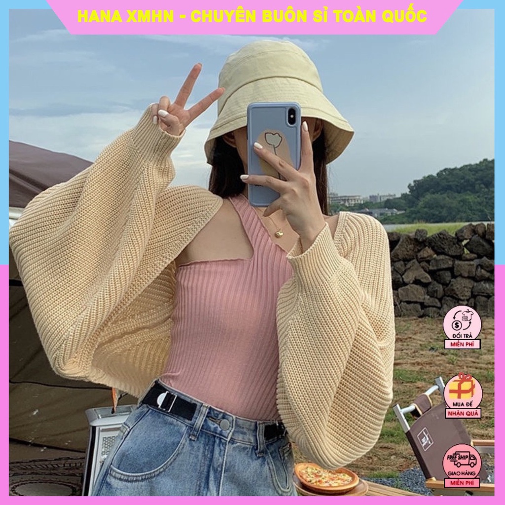 Áo Cardigan Nữ Dệt Kim Dáng Crotop, Áo Khoác Cánh Dơi Sành Điệu - Hàng nhập khẩu