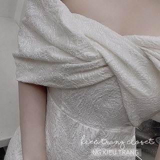 [AMY DRESS] VÁY GẤM NƠ TRỄ VAI