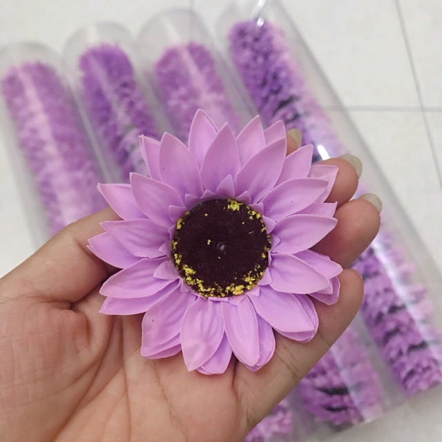 Hoa sáp hướng dương tím ống 25 bông