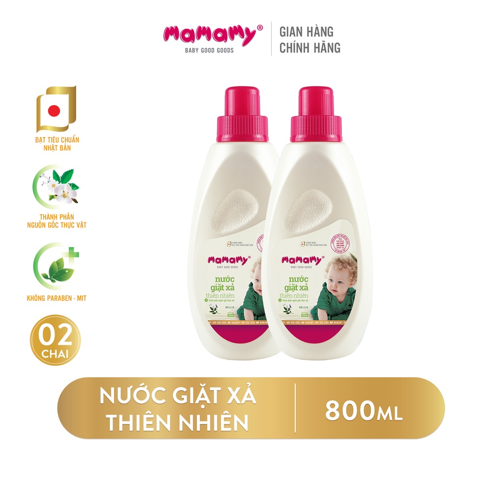 Combo 2 Nước giặt xả thiên nhiên thành phần nguồn gốc thực vật Mamamy an toàn cho làn da bé 800ml