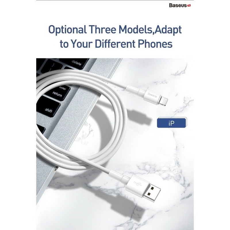 Cáp Sạc Siêu Nhanh 2.4A MINI WHITE BASEUS Cho IPHONE/IPAD/ANDROID