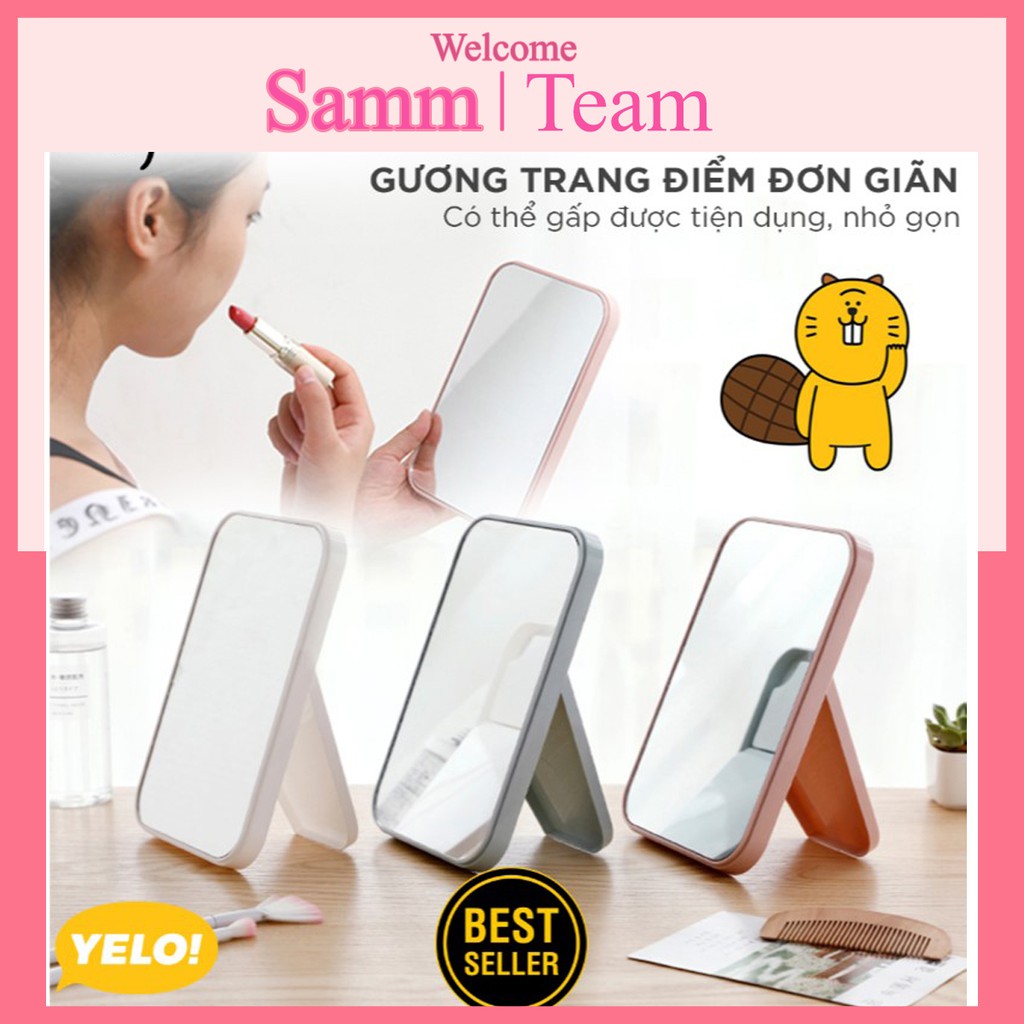 Gương trang điểm để bàn hình chữ nhật dùng decor góc làm việc học tập phong cách hàn quốc