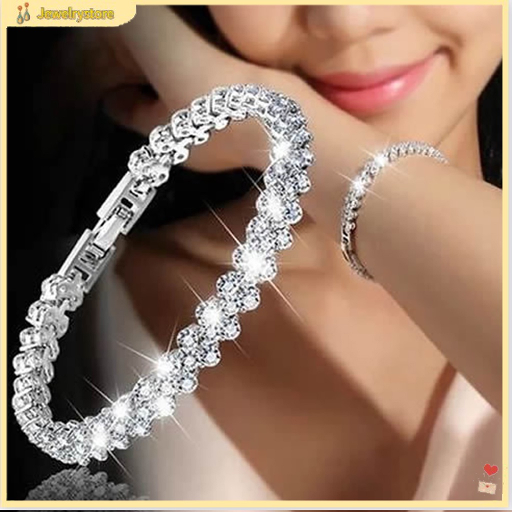 Vòng đeo tay đính đá zircon kiểu khối sang trọng thời trang dành cho nữ
