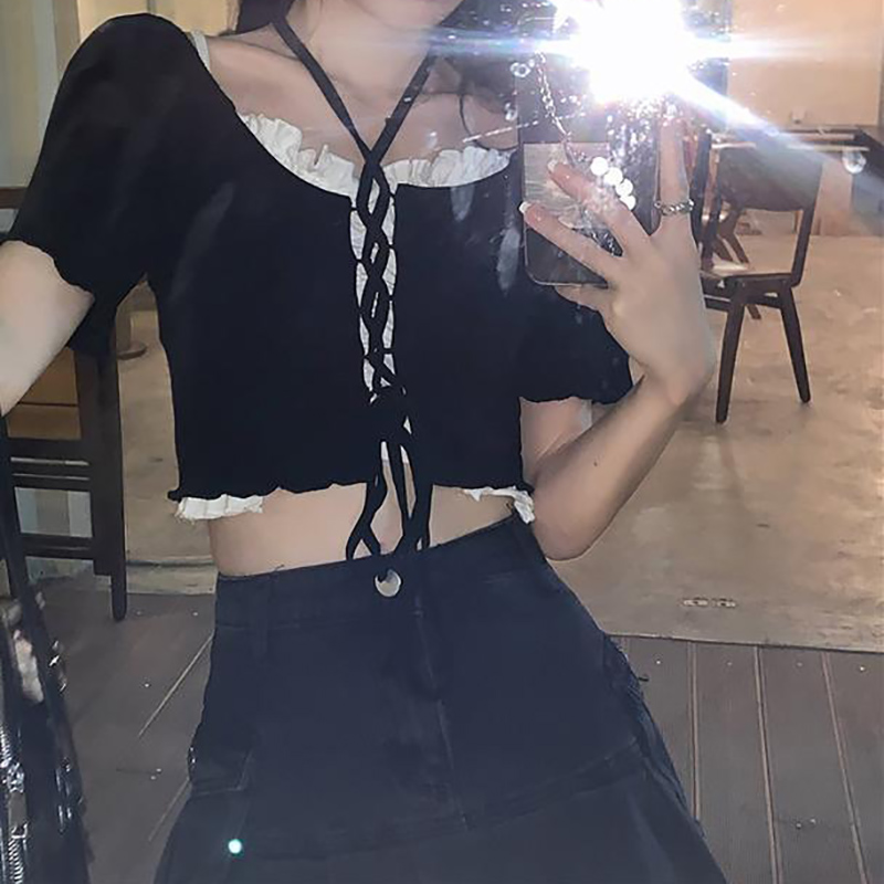 Áo hai dây/ Áo kiểu IELGY tay ngắn dáng ôm phong cách thời trang cho nữ