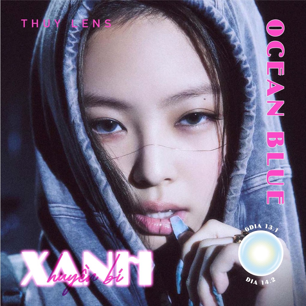Kính áp tròng ZLENS cho mắt cận màu xám xanh độ cận từ 0 - 8 Ocean Blue