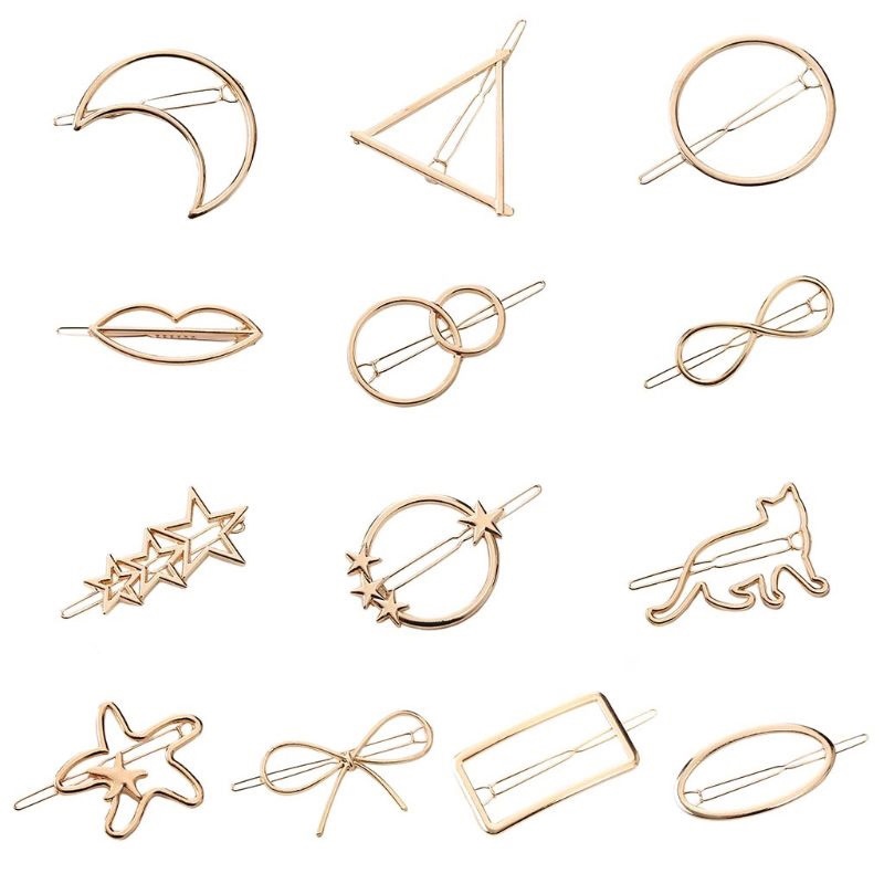 Kẹp tóc kim loại hình mặt trăng ngôi sao thời trang đơn giản cho nữ