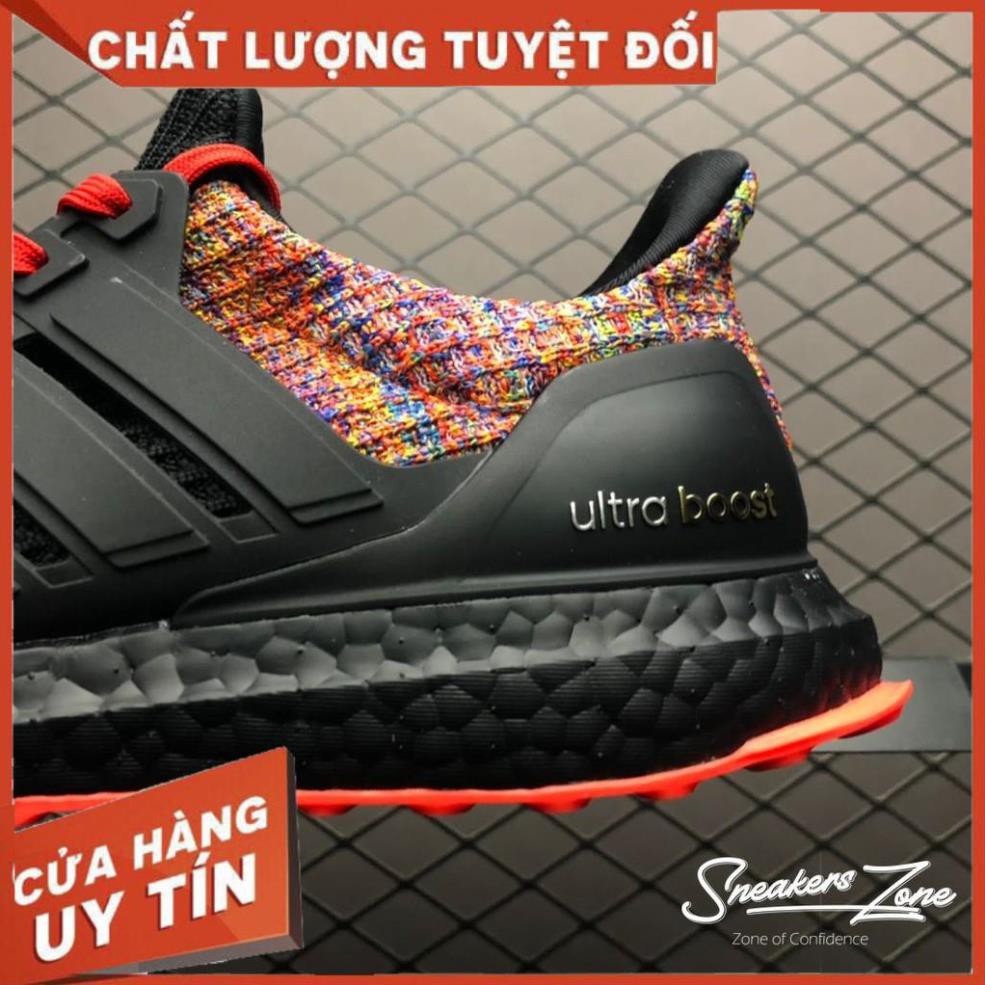 (FREE SHIP + HỘP + QUÀ) Giày thể thao ULTRA BOOST 4.0 multi colors Black đen gót thổ cẩm siêu đẹp cho nam và nữ