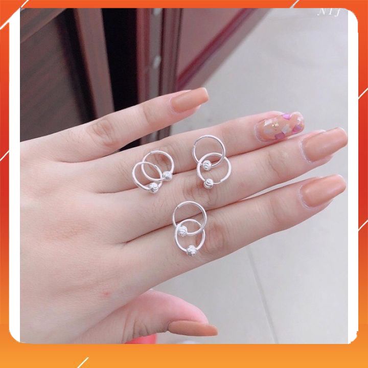 Bông tai vòng tàu cho bé chuân bạc ta bóng đẹp.G20