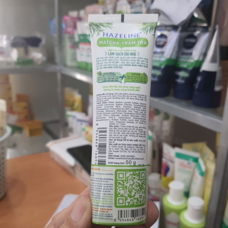 Sữa  Rửa Mặt Hazeline Matcha Tràm Trà Làm Sạch Diệu Nhẹ 50g