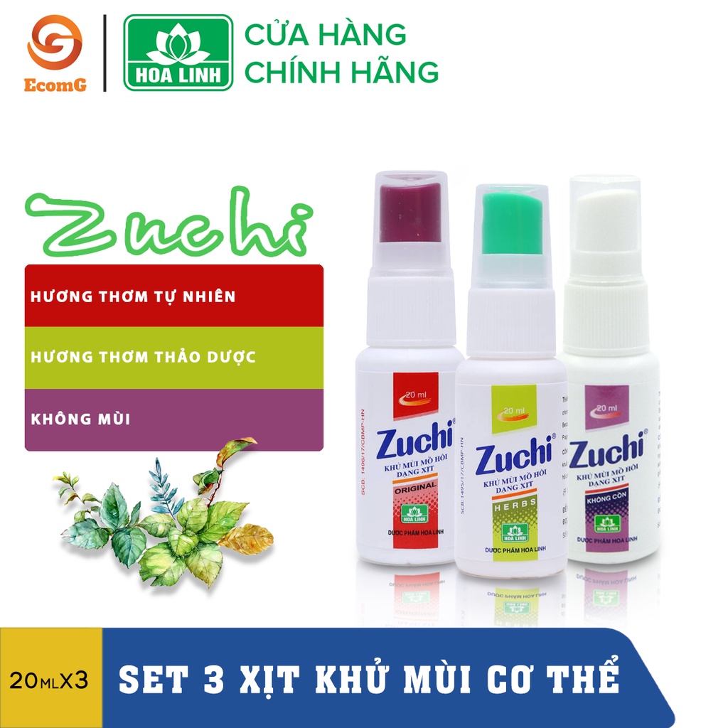 Set 3 chai xịt khử mùi Zuchi – Xịt khử mùi cơ thể, hôi nách, hôi chân - CB3- 009