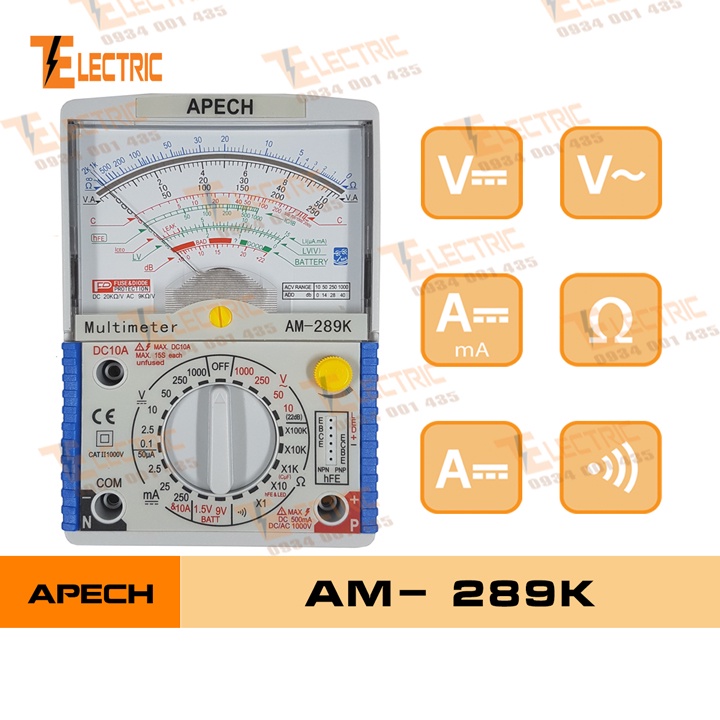 Apech AM - 289K Đồng Hồ Đo Điện Vạn Năng Hiển Thị Kim VOM Đo Điện Vạn Năng Apech AM 289K