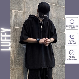 Áo Phông Nam Nữ  Form Rộng Có Mũ Tay Lỡ Phong Cách Hàn Quốc