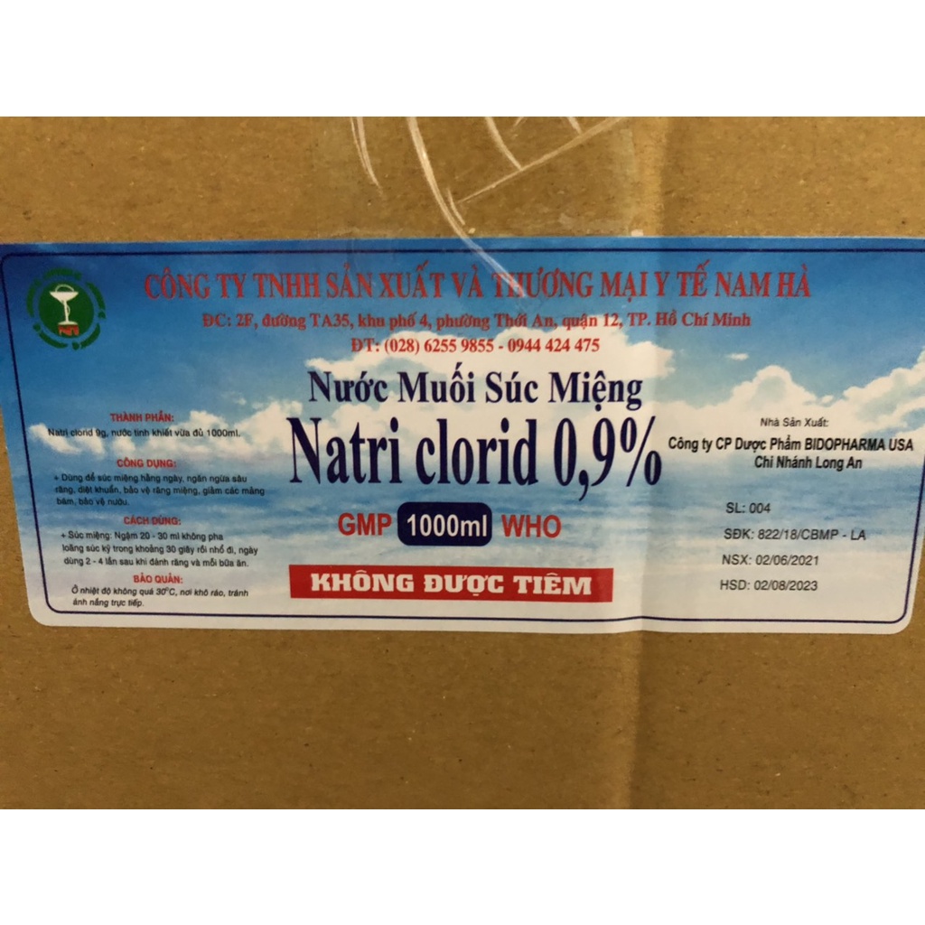 Nước muối súc miệng, sát khuẩn Natriclorid 0.9%- 1000ml