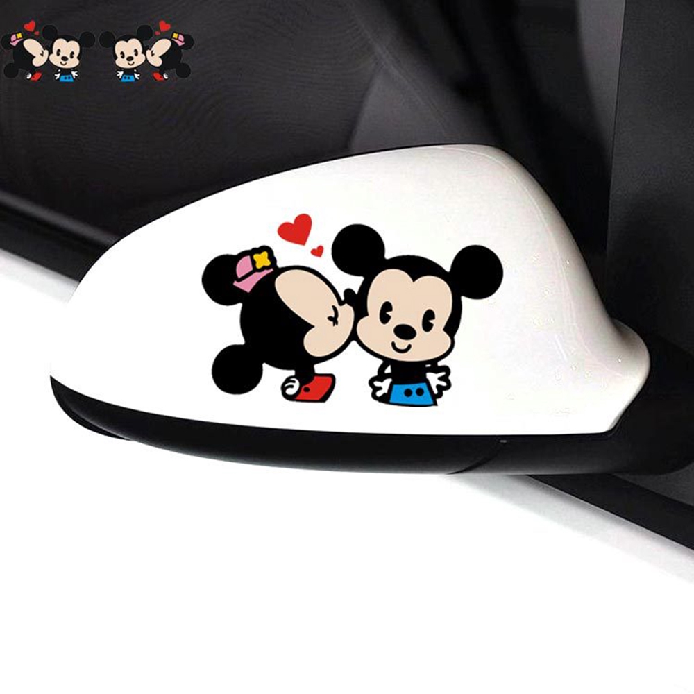 1 Cặp Miếng Dán Hình Chuột Mickey Minnie Ngộ Nghĩnh Trang Trí Gương Chiếu Hậu Xe Hơi