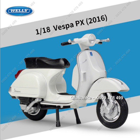 XE MÔ HÌNH TỈ LỆ 1:18 - 2016 - VESPA PX125 - WELLY - TRẮNG - 8593