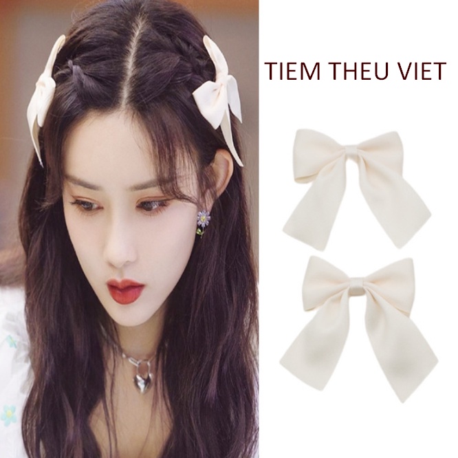 Kẹp Tóc Nơ Nhỏ Tiệm Thêu Việt Phong Cách Thanh Lịch Nhẹ Nhàng