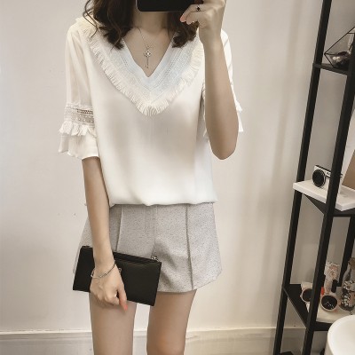 áo sơ mi nữ ngắn tay, áo voan tay lửng -AN09