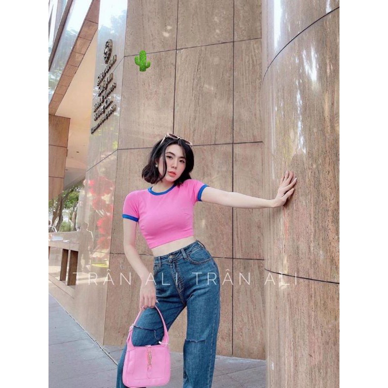 Áo thun body phôm CROPTOP phối viền đủ màu (A15&amp;P-C)