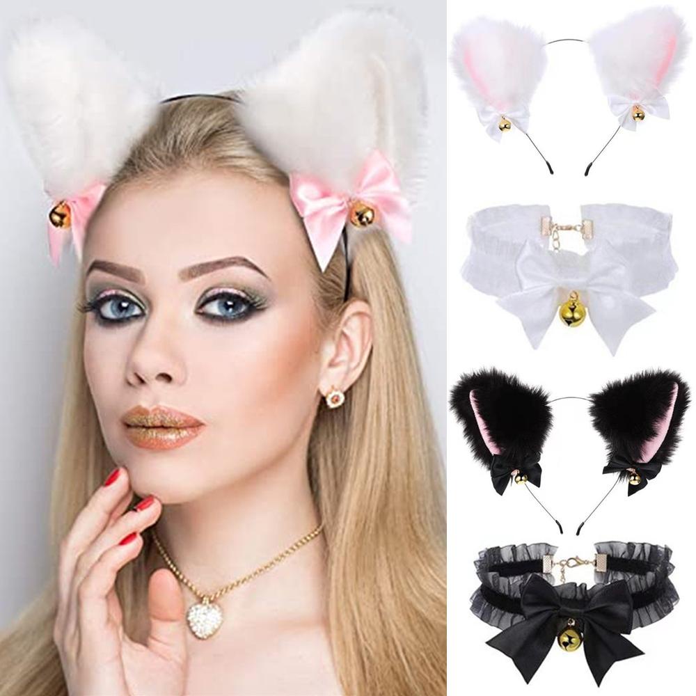 WONDER Set 2 Băng Đô Tai Mèo Đính Chuông Hóa Trang