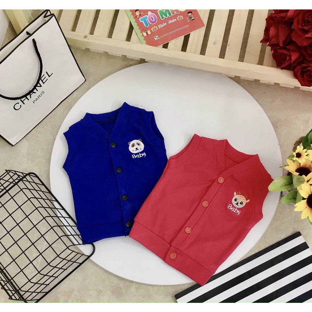 Áo len gile cúc giữa cho bé 8-18kg