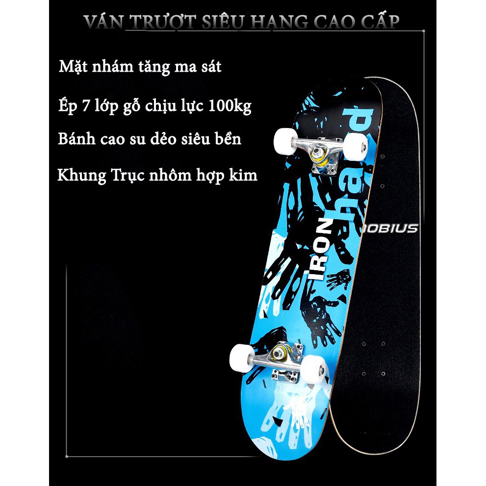 Ván trượt skateboard thể thao chất liệu gỗ phong ép cao cấp 7 lớp mặt nhám