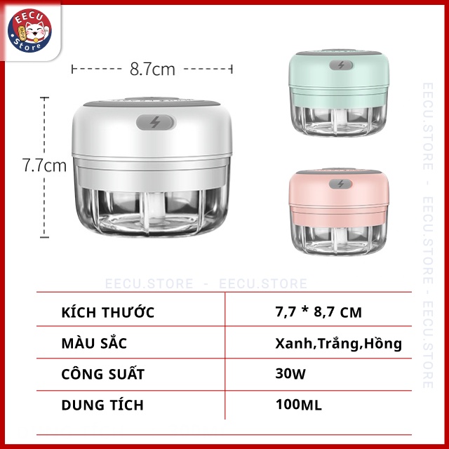 Máy xay tỏi ớt cầm tay mini, máy xay đa năng 100ml - Eecu Store