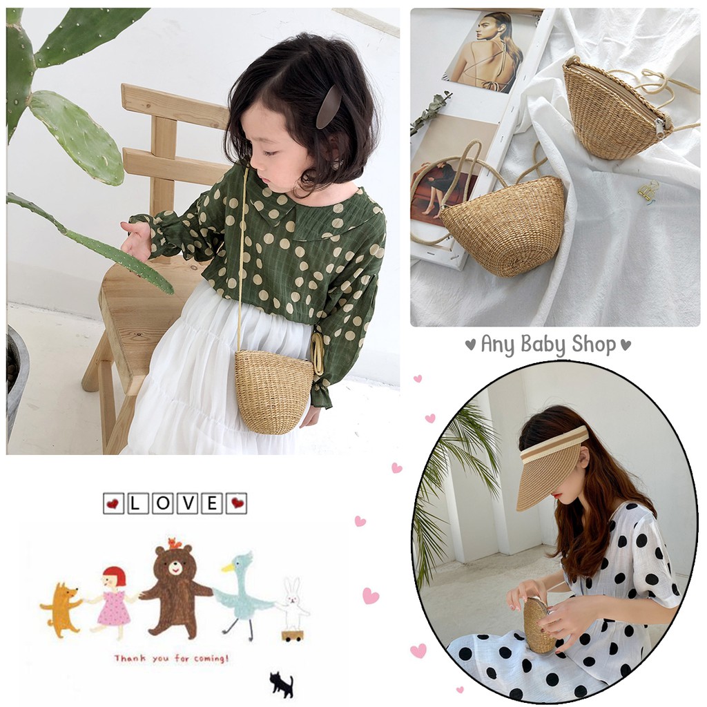 Túi cói đi biển vintage siêu xinh cho mẹ và bé (hàng có sẵn) ❣❣