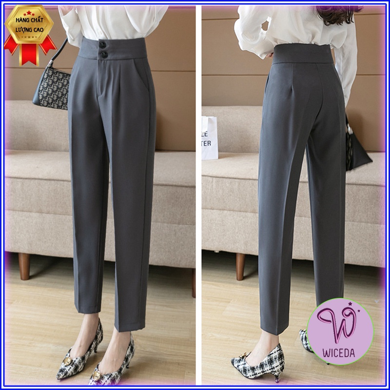 Quần baggy nữ cạp cao 2 cúc Wiceda , quần tây công sở đẹp màu đen nâu ghi mặc đi chơi đi học chuẩn from tôn dáng.BG780