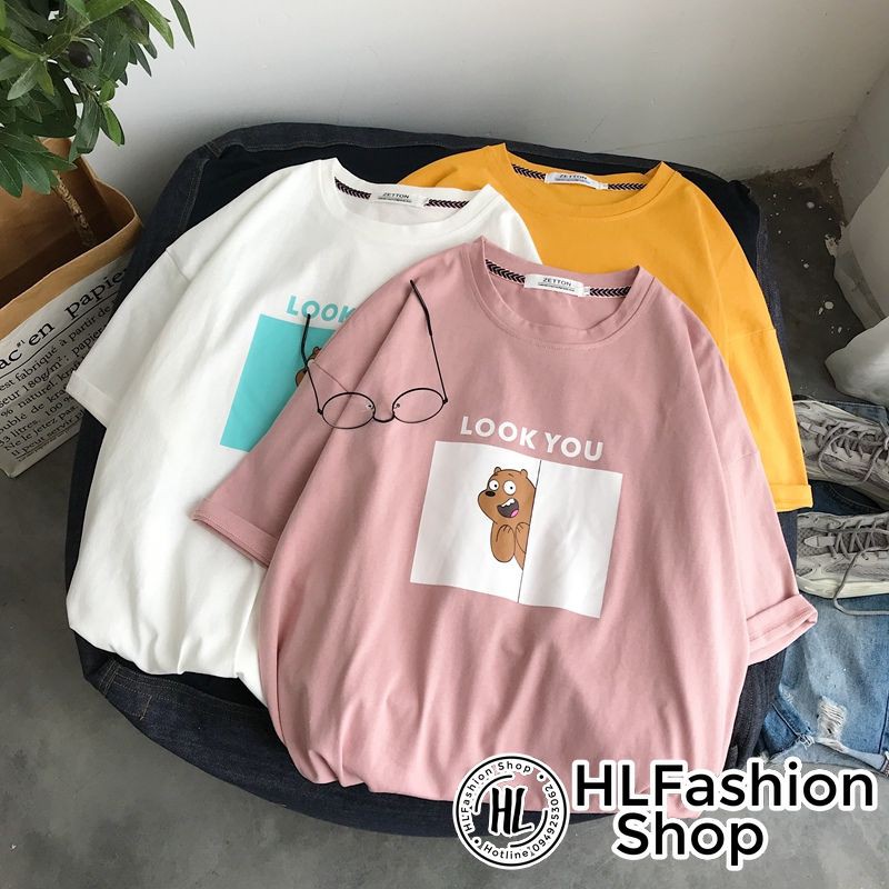 Áo thun tay lỡ form rộng Look you, áo phông form rộng size HLFashion