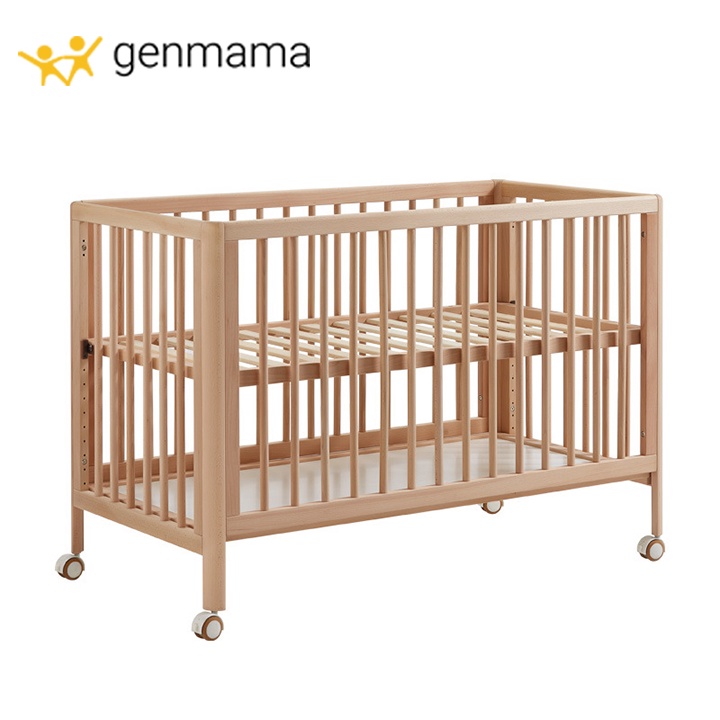 Nôi cũi trẻ em gỗ sồi phong cách Châu Âu đơn giản, bền chắc. Cũi gỗ 10 mức thay đổi độ cao linh hoạt, góc cạnh bo tròn