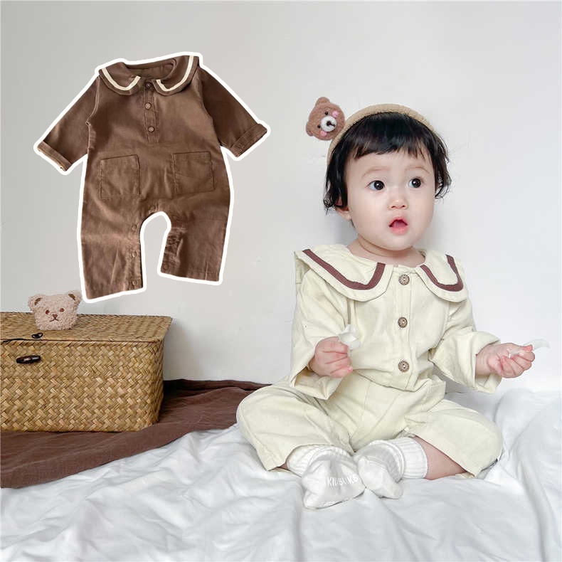 Bộ Áo Liền Quần Tay Dài Màu Sắc Thời Trang Mùa Thu Xinh Xắn Cho Bé