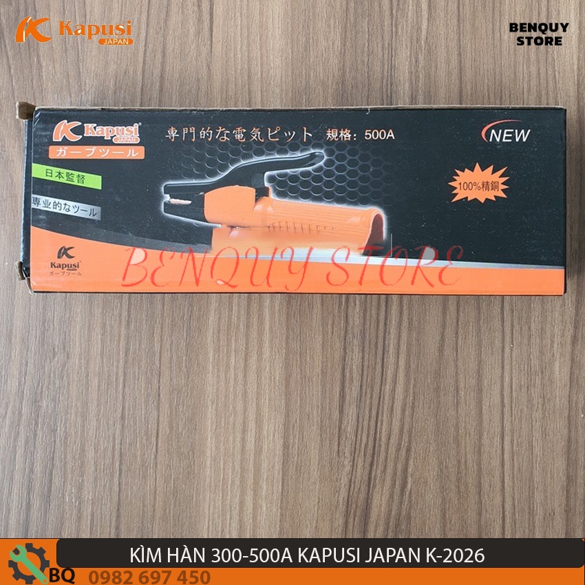 KÌM HÀN 300-500A KAPUSI JAPAN K-2026. ĐẦU KẸP QUE HÀN ĐƯỢC NHIỀU KIỂU: THẲNG, CHÉO, 90 ĐÔ. KÌM KẸP MAT 300-500. HÀN ĐIỆN