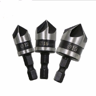 Bộ 3 MŨI DOA ÂM ĐẦU  VÍT GỖ CHUÔI LỤC  Ø 12 , Ø 16 , Ø 19mm