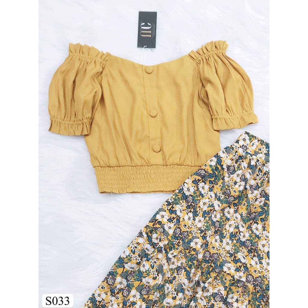 Áo vàng dáng croptop chân váy xòe S033 - MC phân phối chính thức