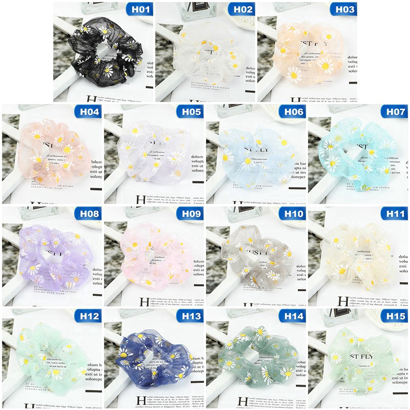 Dây buộc tóc thiết kế in hoa cúc độc đáo xinh xắn cho nữ