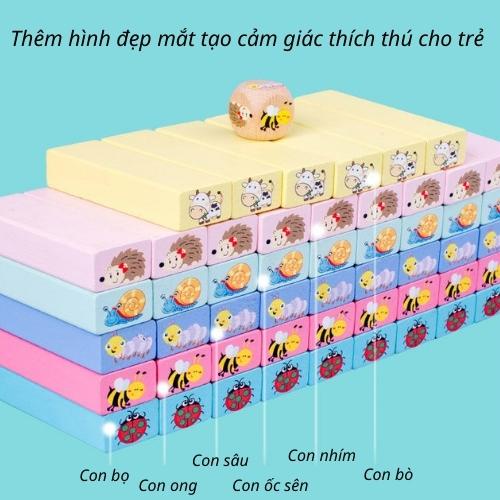 [Sale sốc] Đồ chơi rút gỗ màu loại lớn in hình con vật, đồ chơi trẻ em xếp hình trí tuệ, chất liệu an toàn loại đẹp