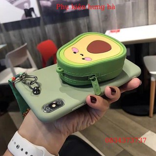 Ốp dẻo ví hình quả bơ xanh 3D siêu dễ thương đựng được tiền son những thứ linh tinh có nhiều máy iphone Samsung oppo
