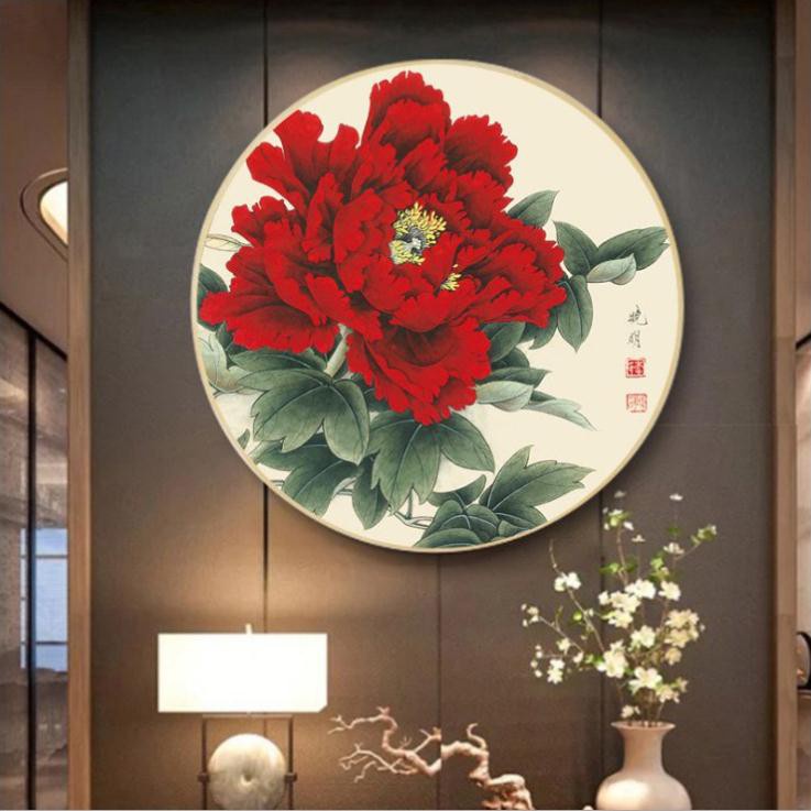 Tranh thêu chữ thập hoa mẫu đơn DX1010-50x50cm