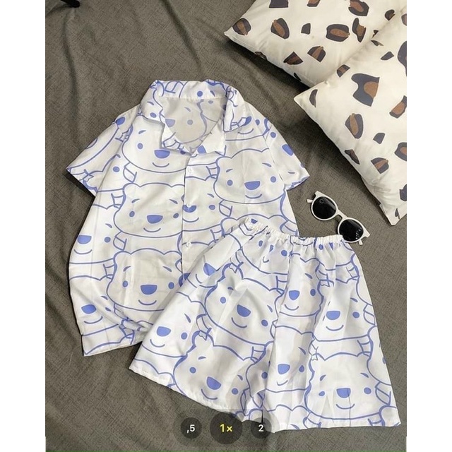 Đồ bộ nữ❤️Hình thật❤️Đồ bộ pijama quần đùi tay ngắn hoa tiết xinh xắn