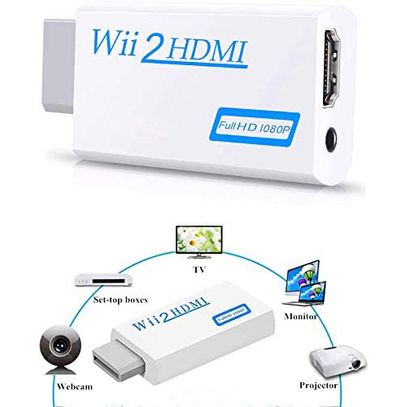 Bộ chuyển đổi Wii sang HDMI, Bộ chuyển đổi âm thanh video đầu ra Bộ chuyển đổi HDMI 1080P, Bộ chuyển đổi Wii HDMI với giắc cắm âm thanh 3,5mm & đầu ra HDMI Tương thích với Wii, Wii U, HDTV, Hỗ trợ tất cả các chế độ hiển thị Wii 720P, NTS