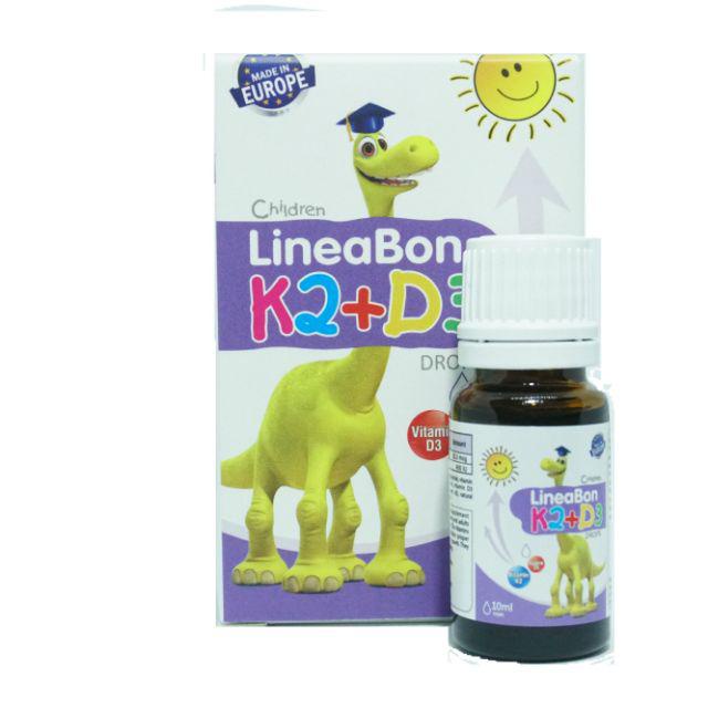 2 hộp vitamin K2 D3 Lineabon Giúp Hỗ trợ hấp thu canxi, tăng chiều cao cho bé 10ml, hàng chính hãng, có tem tích điểm