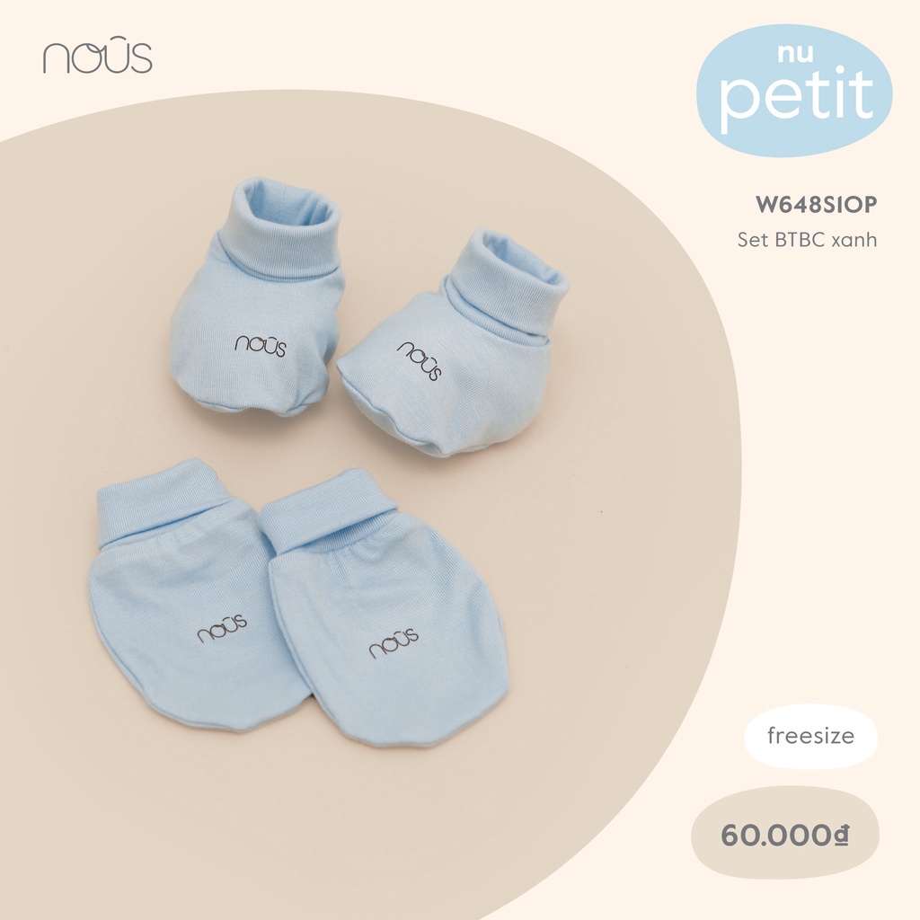 Phụ kiện bao tay, bao chân, mũ Nous Petit xanh nhạt newborn