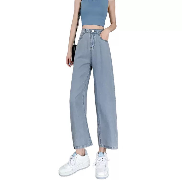 [ FREESHIP ĐỦ MÀU ] QUẦN JEAN ỐNG RỘNG NỮ MÀU XANH NHẠT LƯNG CAO LAI CUỐN NITI FORM DÀI RỘNG HOT