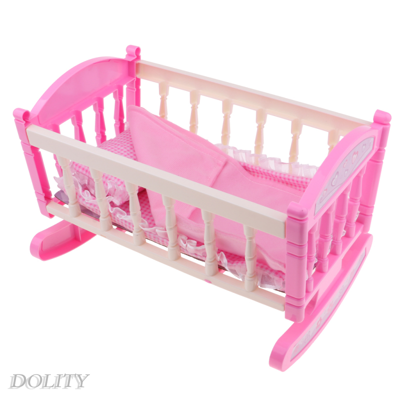 [DOLITY]Princess Cradle Bed Furniture for 9-11\" Reborn Girl Baby Doll Kids Play Toy