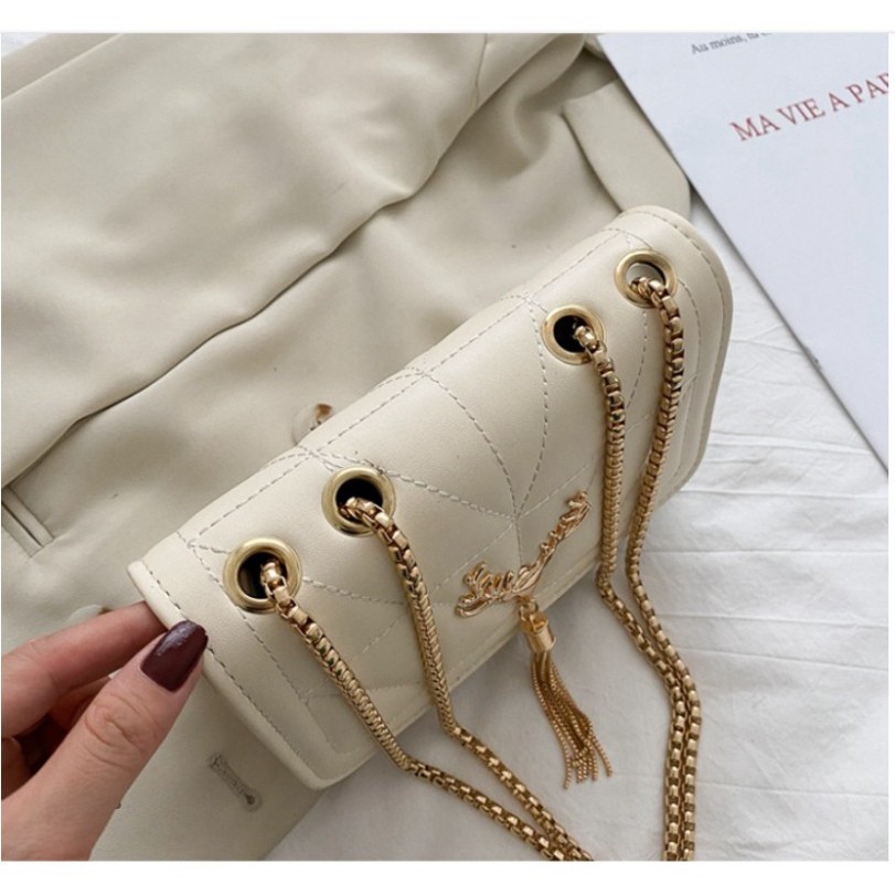 Túi đeo chéo nữ trần trám Đính Hoạ Tiết Tuần Lộc