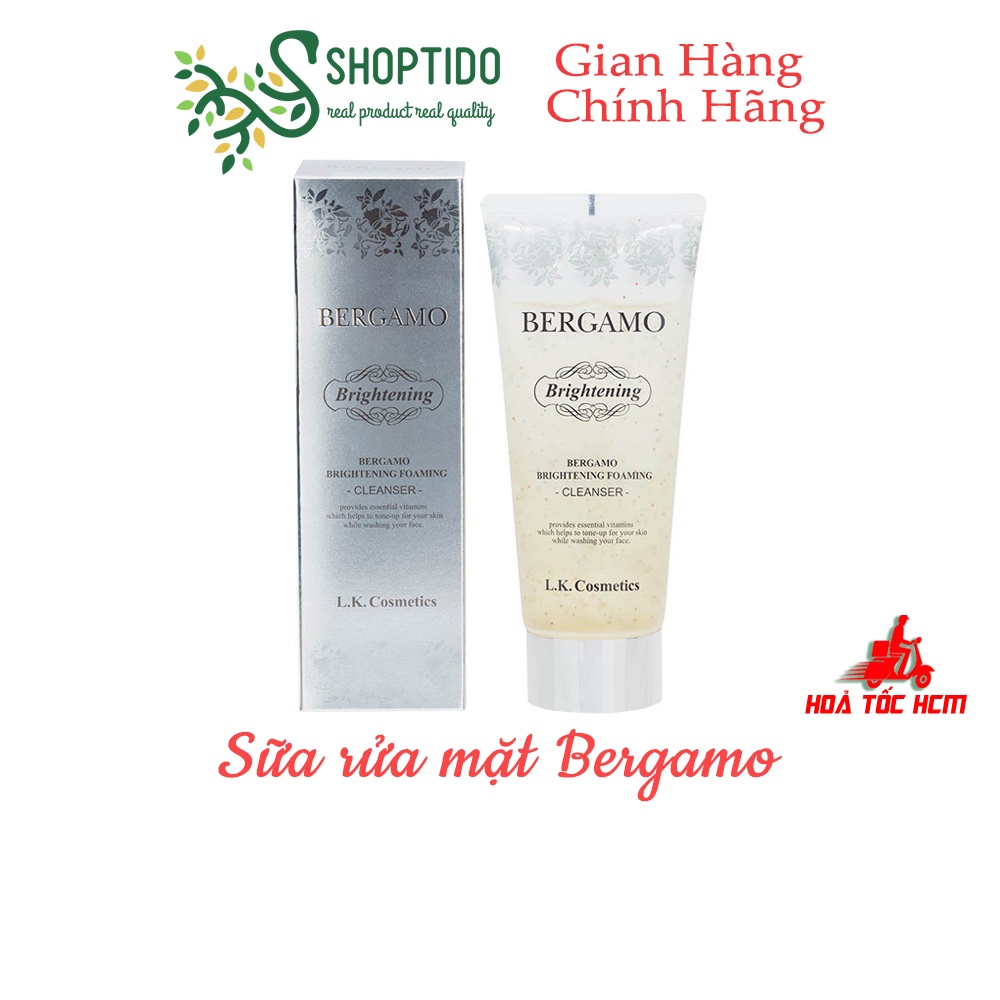 Sữa rửa mặt Bergamo Brightening dưỡng trắng, mềm da, đàn hồi foaming cleanser 150ml NPP Shoptido